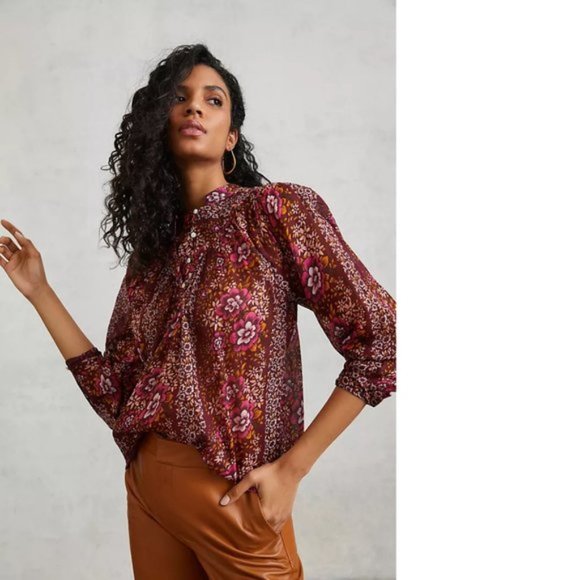 Anthropologie floral cotton Avrile Blouse - Picture 4 of 4